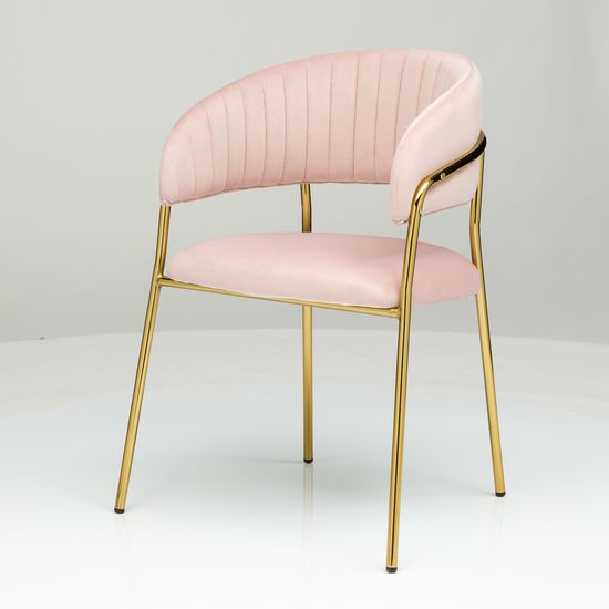 Стул Portman розовый велюр с золотыми ножками