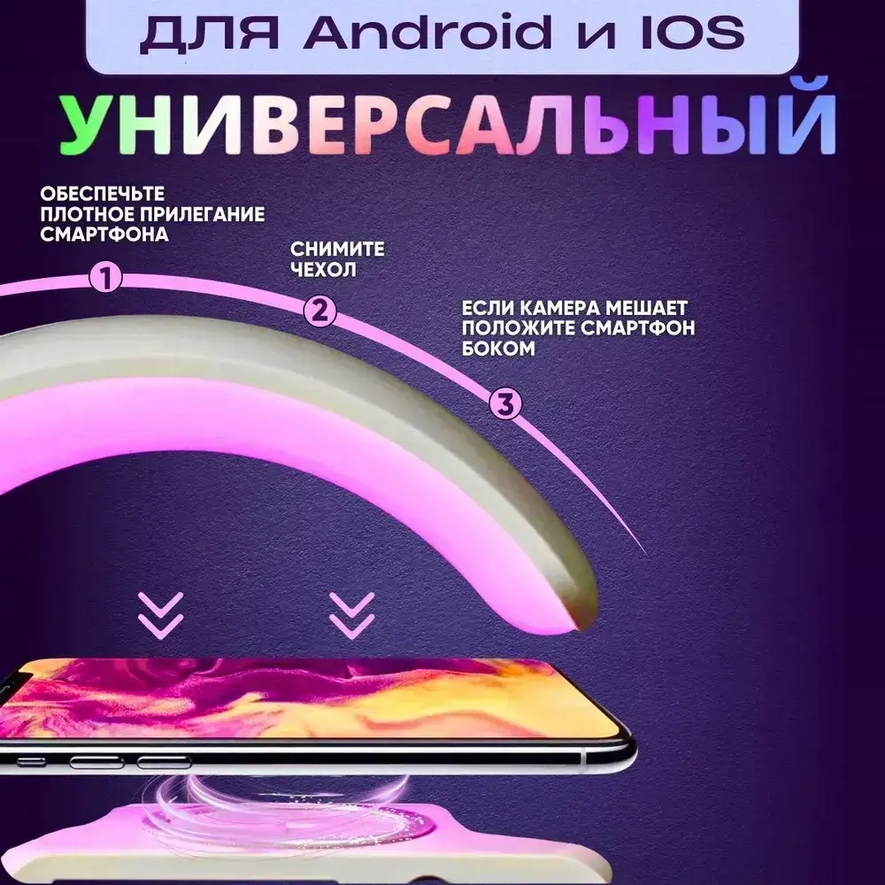 Умный ночник 4в1: Bluetooth колонка, RGB-подсветка, беспроводная зарядка, будильник лампа для спальни, подарок