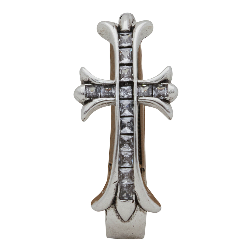 серебристые серьги-кольца с чернеными крестами