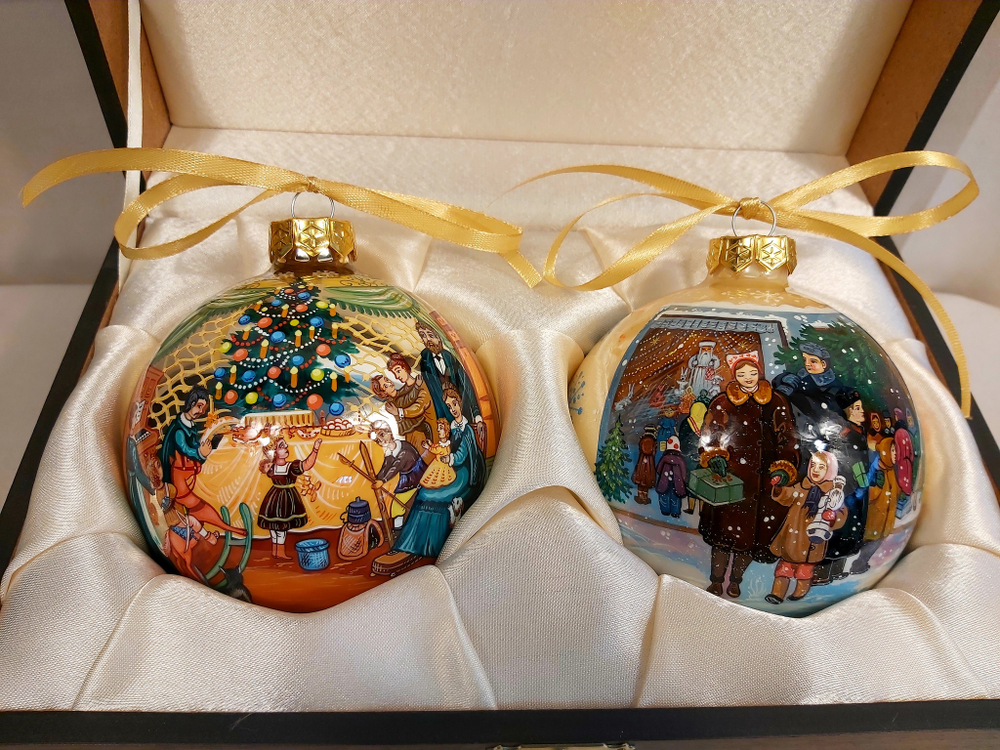 Набор коллекционных новогодних шаров с полной росписью "Новый год"
