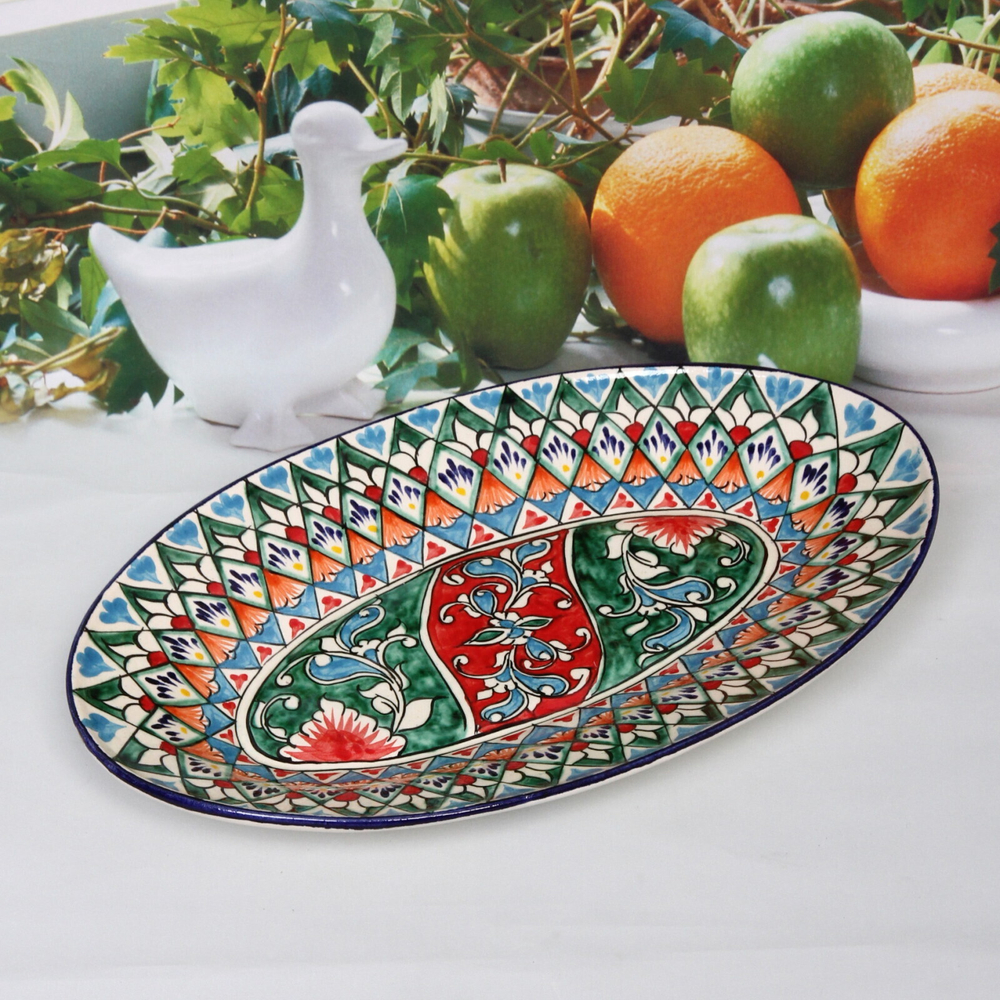 Селедочница большая Риштанская керамика 34*21см