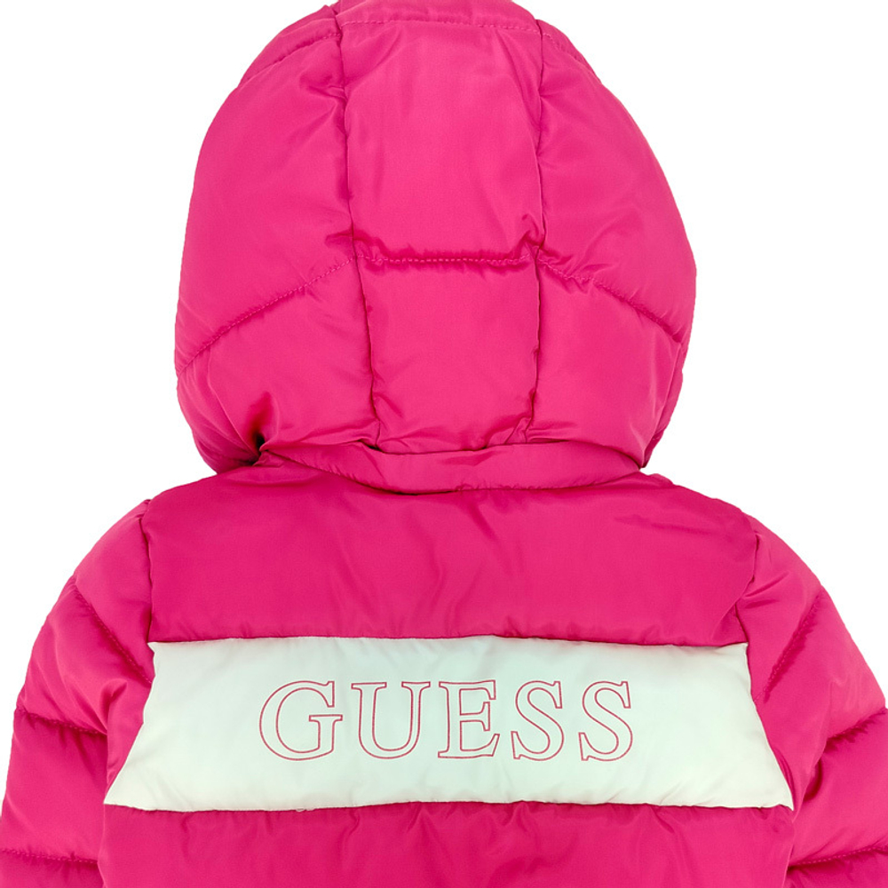 Пальто демисезонное с капюшоном GUESS Розовый/Белый/Розовый логотип GUESS (Девочка)