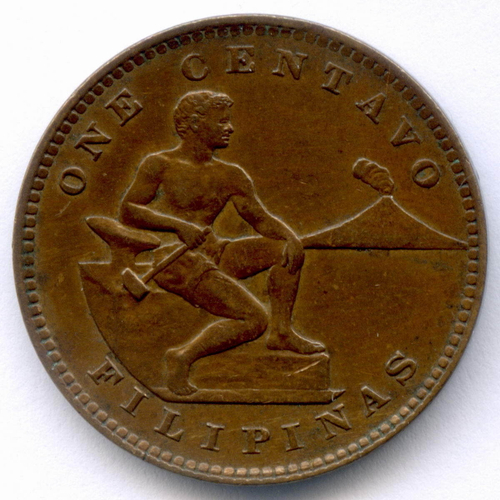 1 сентаво 1905 год. Филиппины (Администрация США). Бронза XF