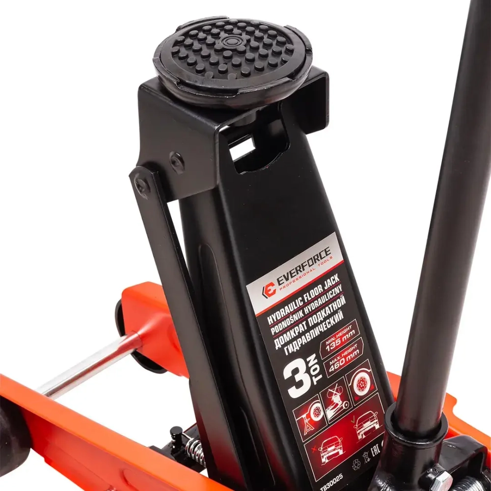 Домкрат подкатной гидравлический 3т (h min 135мм, h max 460мм) EVERFORCE EF-T830025