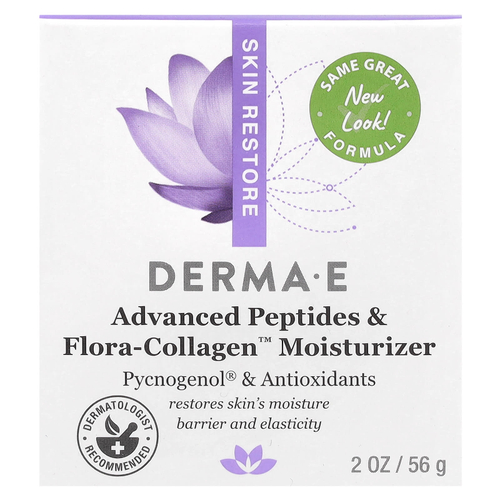 DERMA E, Увлажняющее средство с улучшенными пептидами и Flora-Collagen ™, 56 г (2 унции)