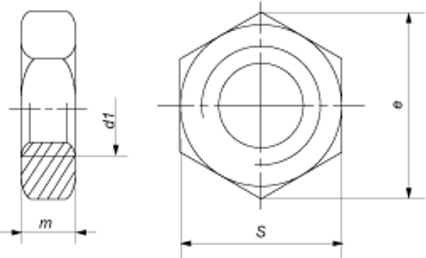 DIN 439-2 (EN ISO 4035, 8675) Гайка шестигранная низкая (с фаской)