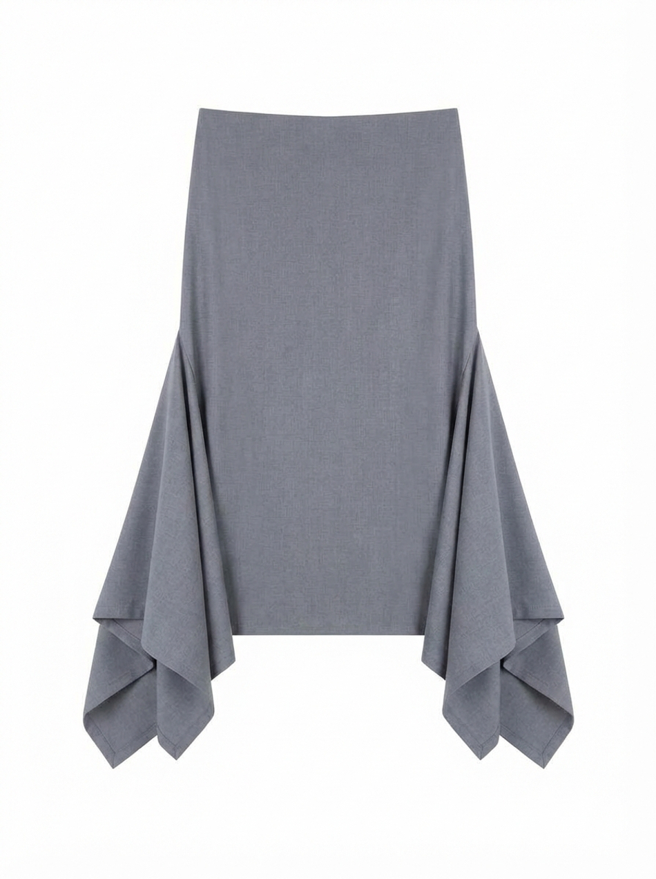 Юбка с клином костюмная серая