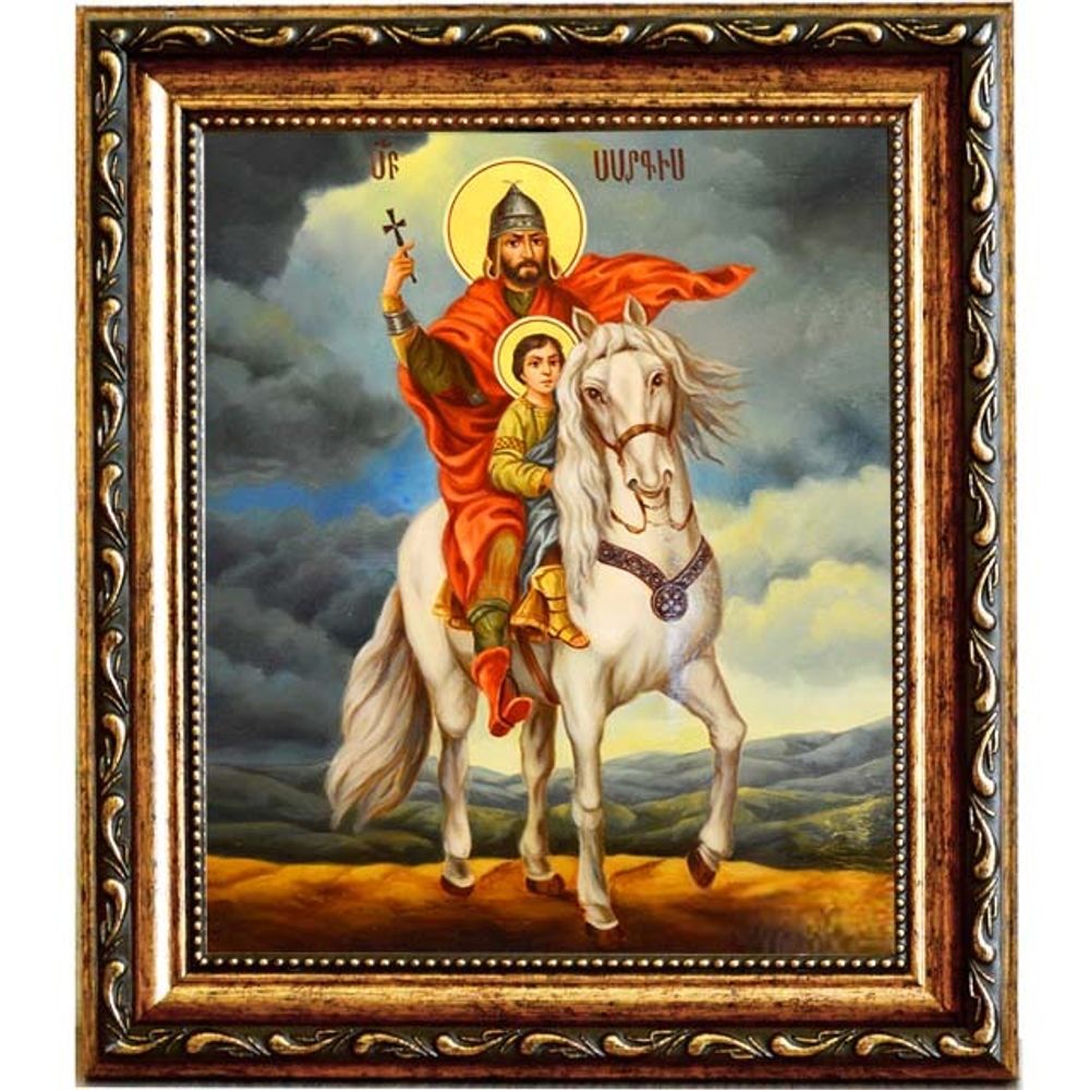 Святой Саркис. Икона на холсте.