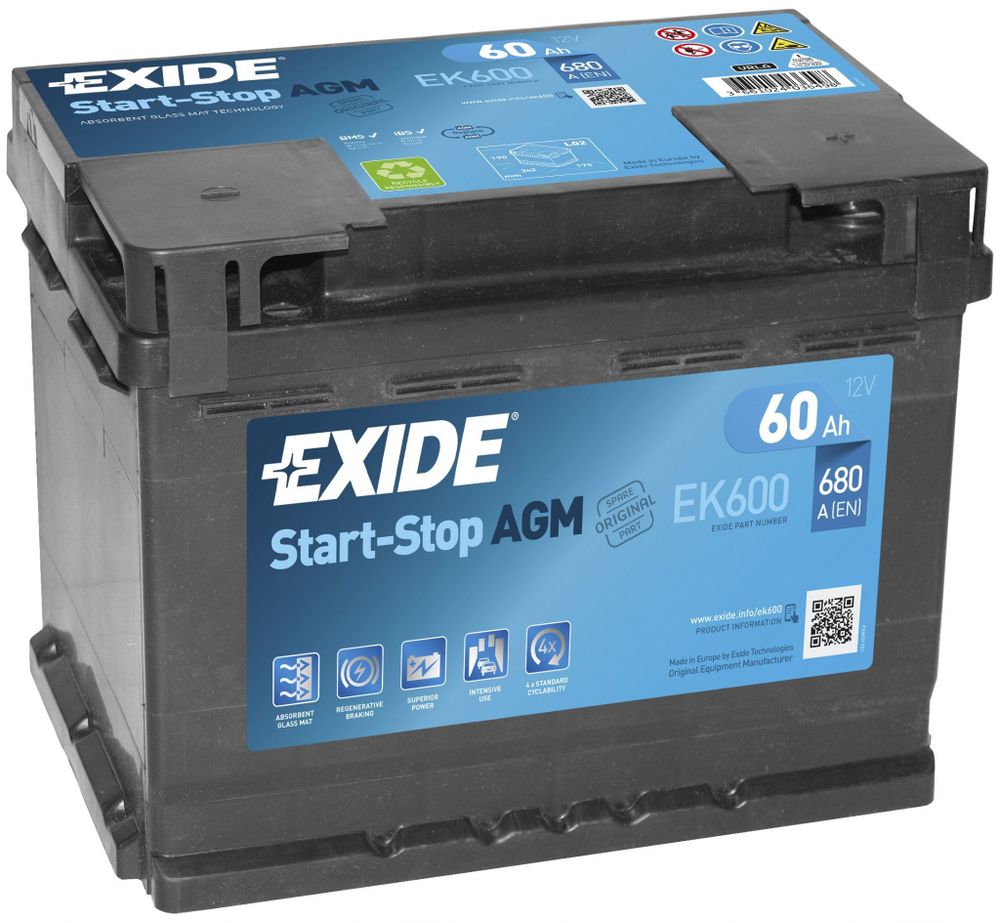 Exide Start&amp;Stop AGM 6СТ- 60 ( EK600 ) аккумулятор
