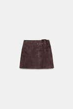 Мини-юбка из искусственной замши с застежкой - ZARA