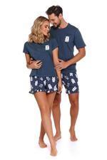 Хлопковая пижама с принтом в виде мишек (Размер: L) (Цвет: синий)