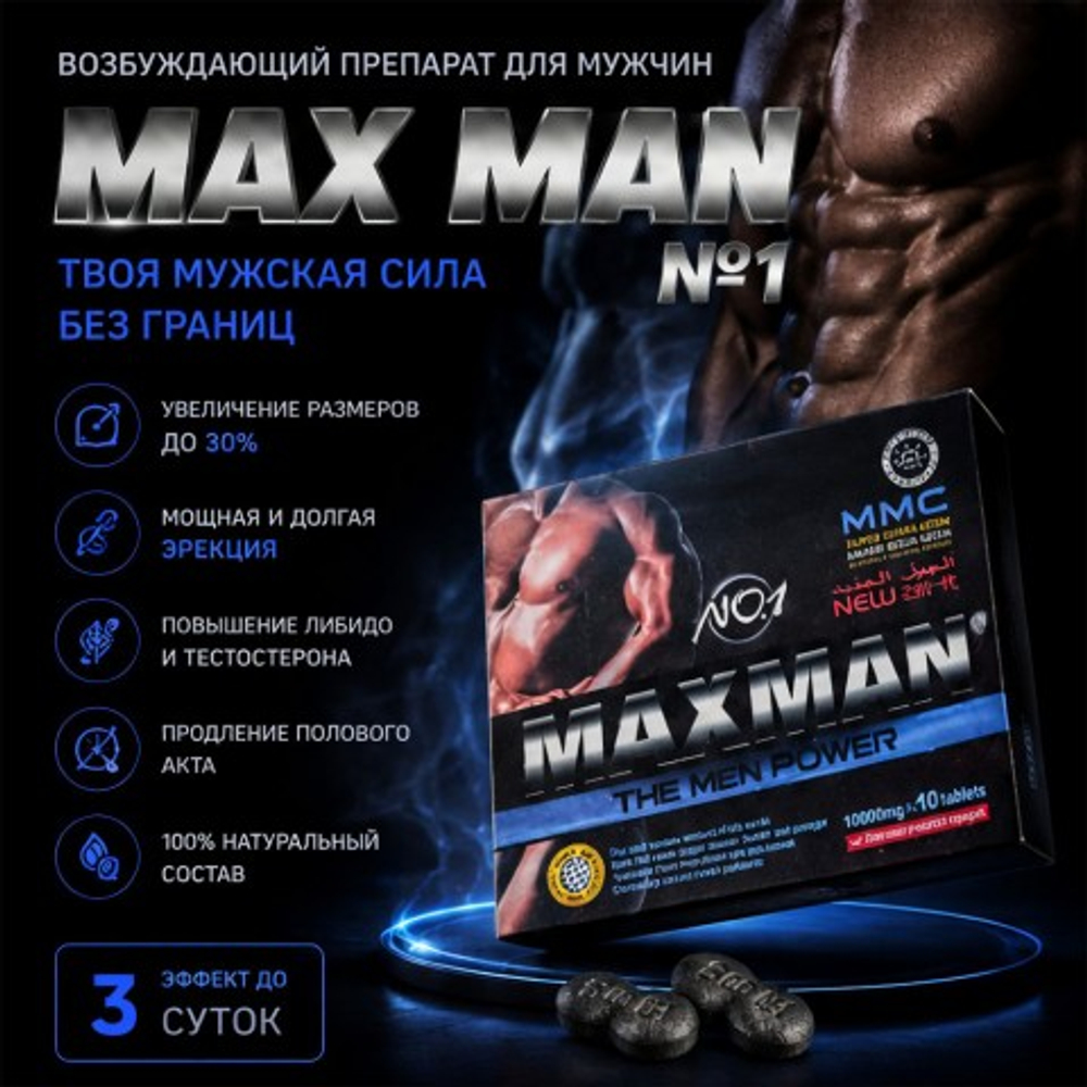 Возбуждающий препарат для мужчин MAX MAN №1 (40 таб.)