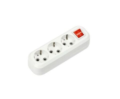 Колодка 3 гнезда. земля, выкл. 16А 155x59x41 мм АБС-пластик, IP20