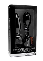Чёрный анальный стимулятор с функцией расширения и вибрацией Inflatable Vibrating Silicone Plug - 12,2 см. (Цвет: черный)