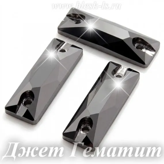 Пришивной багет Dongzhou с 2 отверстиями, Джет Гематит