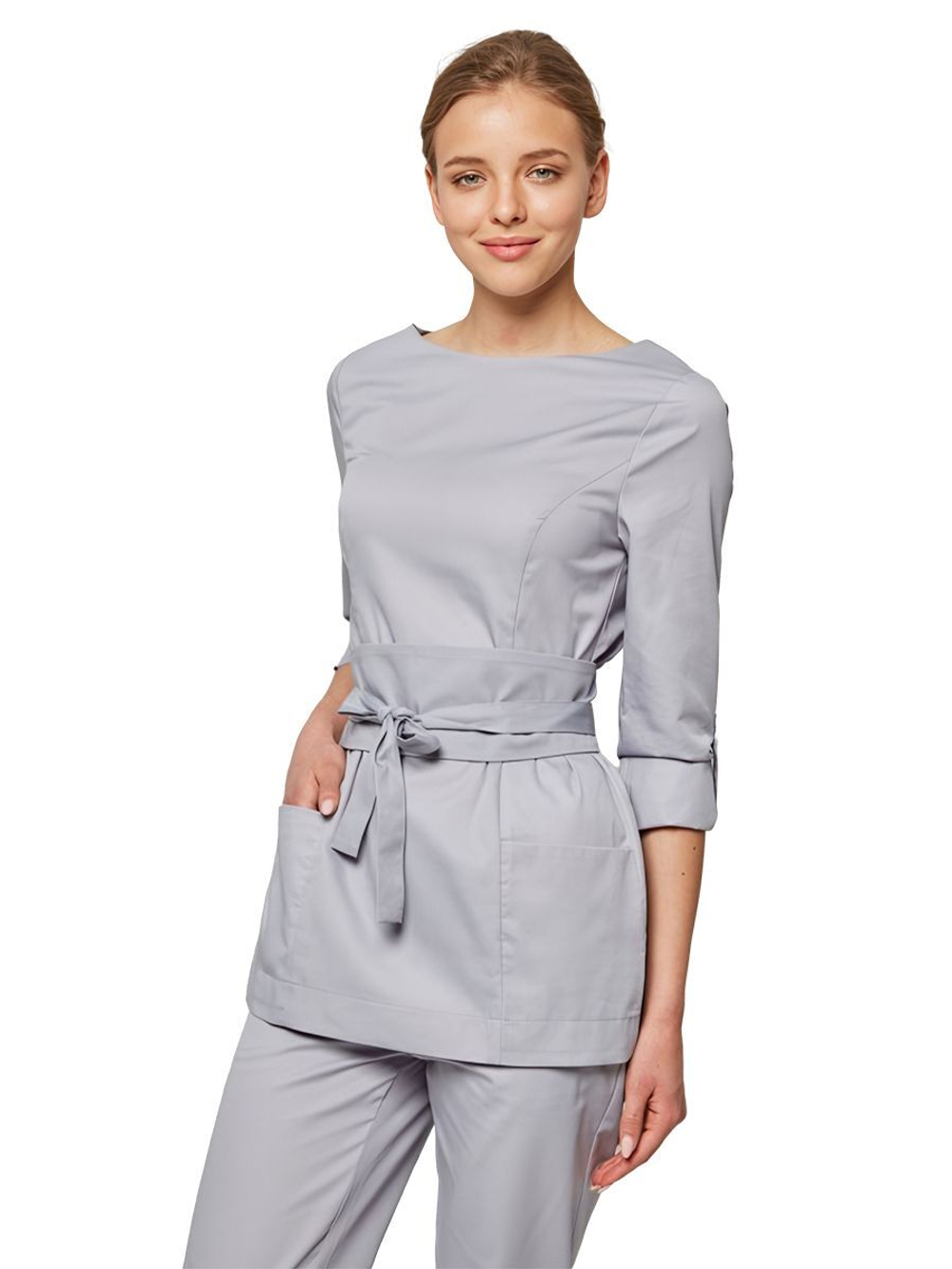 Туника медицинская женская Dr. Nice DRN410 с молнией сзади, серый, 56