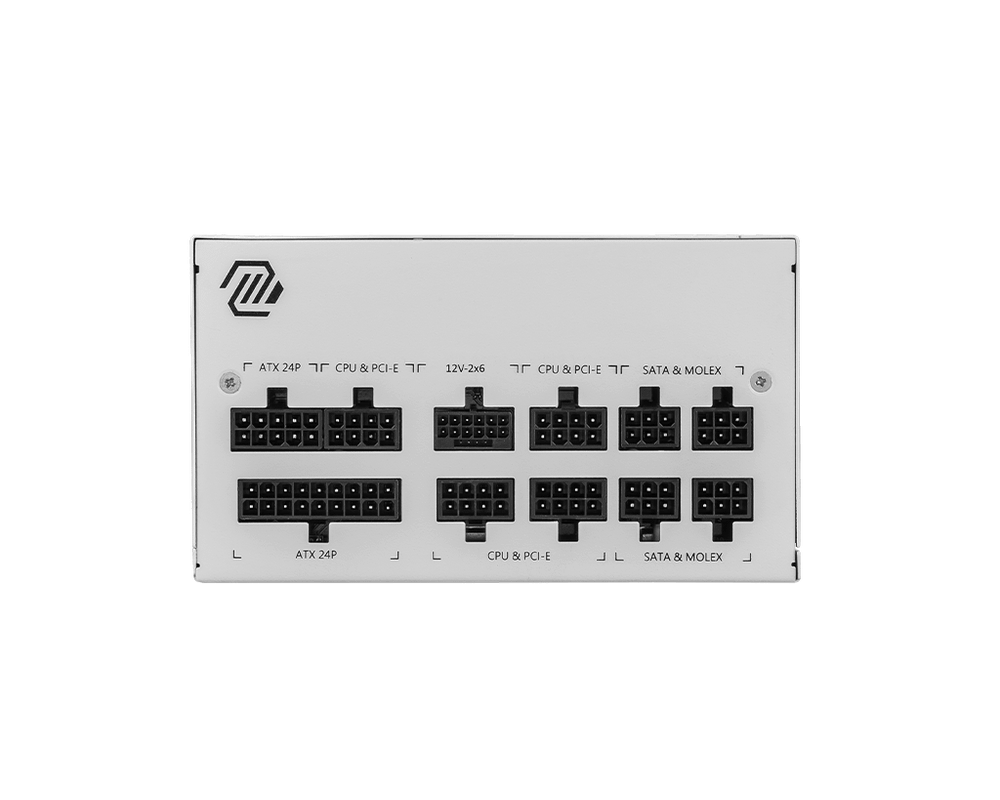 Блок питания MSI  850W, MAG A850GL PCIE5 WHITE, Full Modular, ATX, 80+ GOLD, >90%, Fan 120mm, Белый