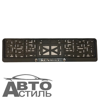 Рамка под номер пластик Черная защелка надпись Серебро - РЕНО\RENAULT шт а08154