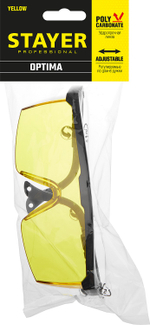STAYER OPTIMA жёлтые защитные очки, открытые, оптический класс 1 (2-110453)