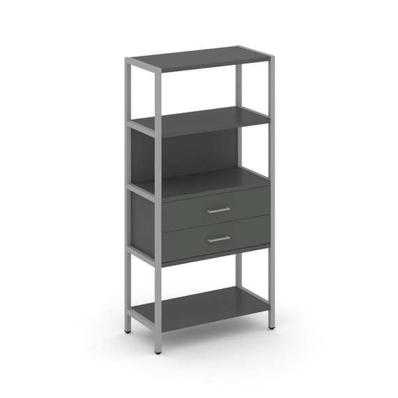 Shelf System Односекционный стеллаж четырехярусный с ящиками SN.STM-412 Антрацит/Металл Серый 810*40