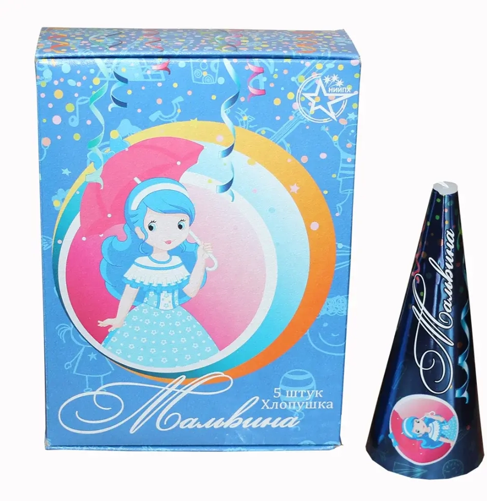 Хлопушка 474094 Мальвина» (10 см.): нежная мишура для радостной атмосферы.