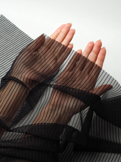 Сетка в полоску для белья черная малоэластичная метражом УЦЕНКА