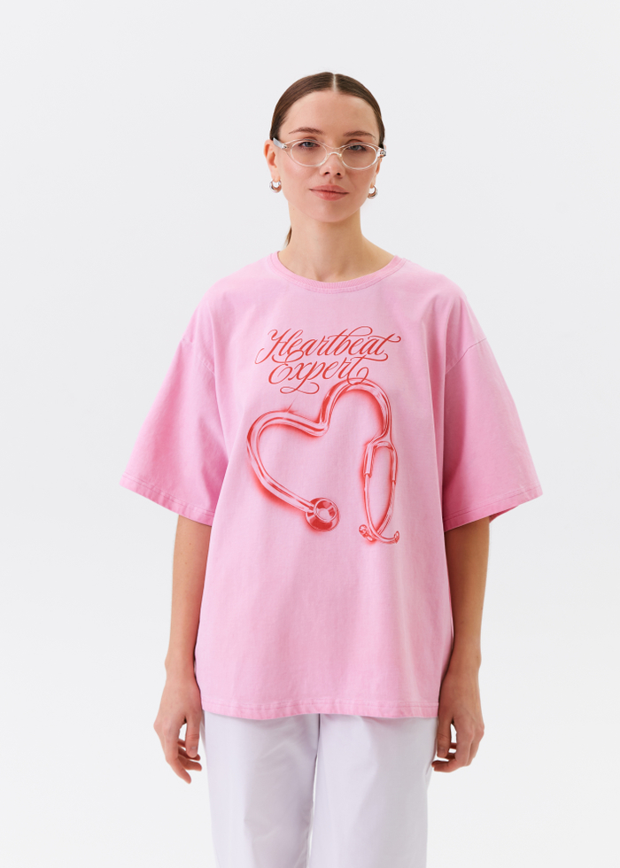 Футболка Глоу Оверсайз, розовая