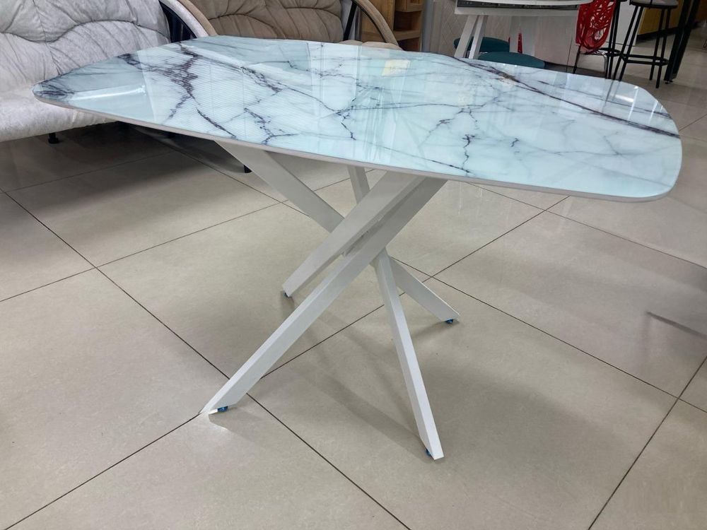 Стол Оникс подстолье кросс белый Ст-ца мрамор белый (белая)