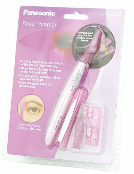 Panasonic ES2113PC Facial Hair Trimmer for Women, with Pivoting Head and Eyebrow Trimmer Attachments, Battery-Operated