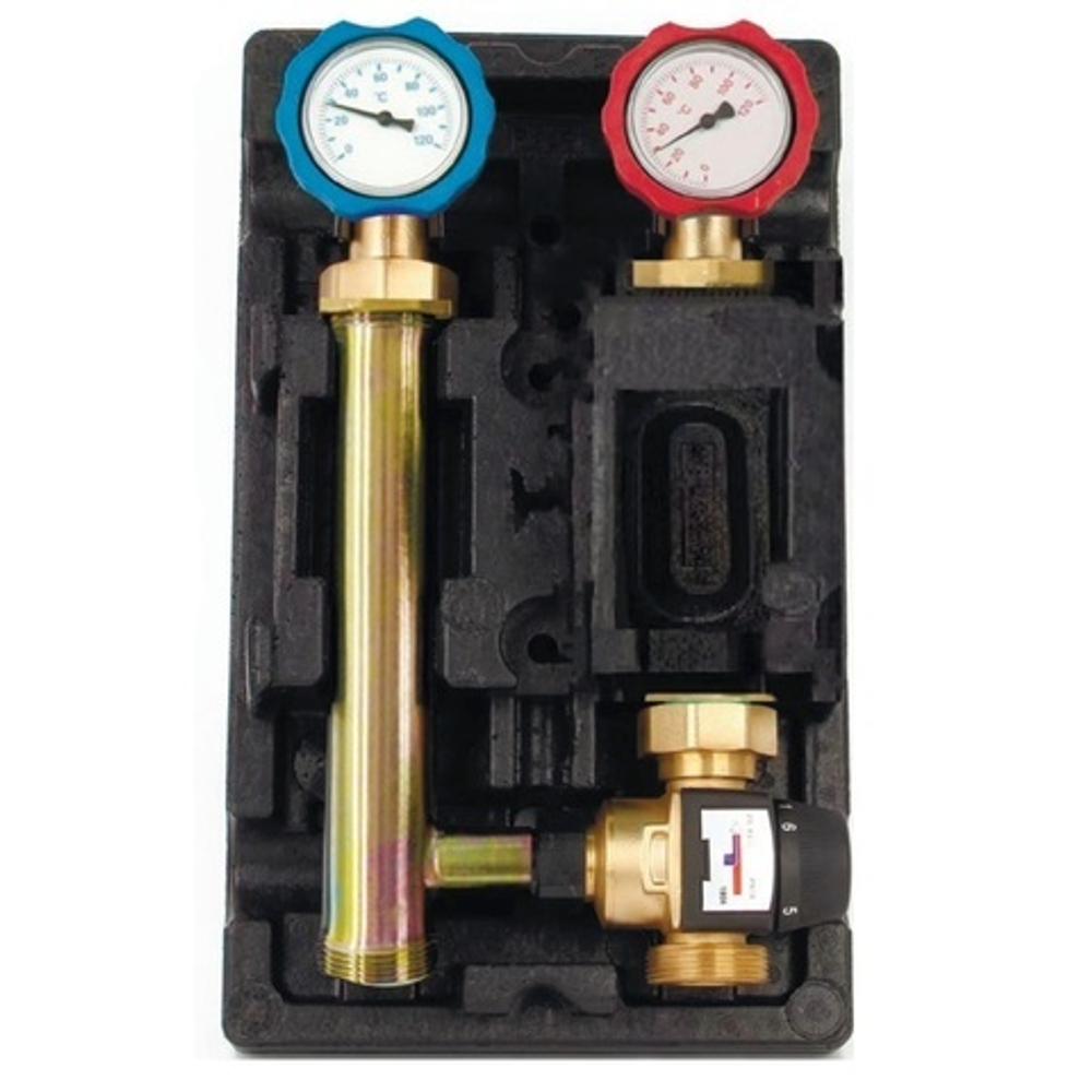 Насосная группа с четырехходовым клапаном 1* Rommer RDG-1002-012501 (без насоса, 35-60°С), левая