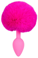 Розовая анальная втулка с меховым хвостиком