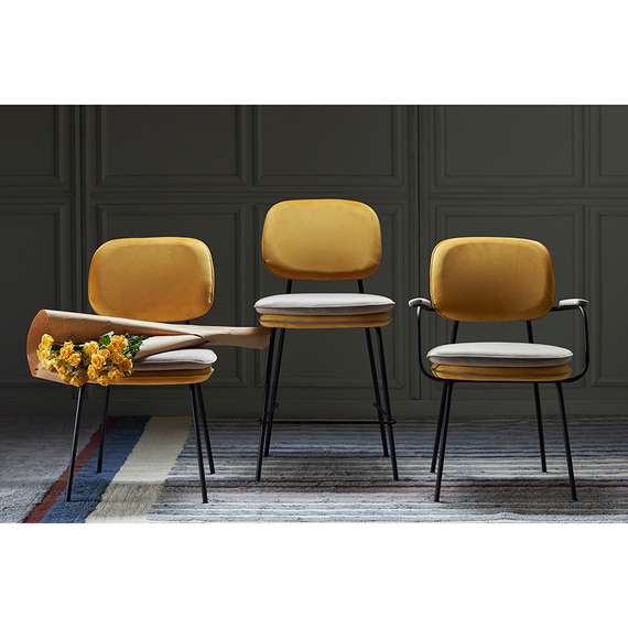 Стул полубарный pea, велюр, желтый/бежевый