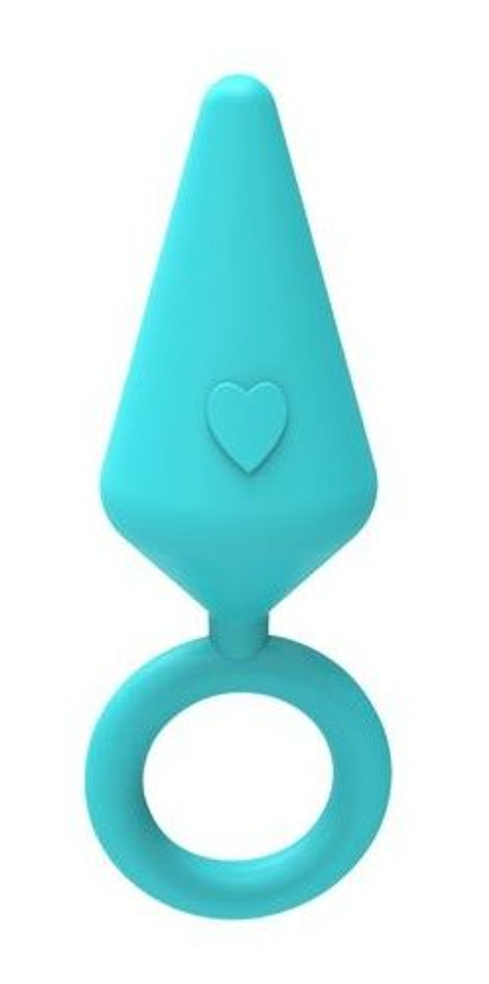 Бирюзовая конусовидная анальная пробка с колечком-ограничителем - 5 см. (Цвет: бирюзовый)