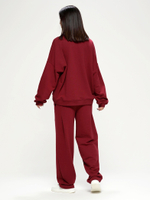 Костюм oversize в стиле спорт шик, бордовый
