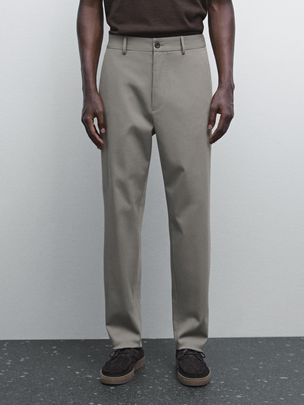 Massimo Dutti Джоггеры из смесового хлопка. серо-коричневый