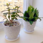 Керамический горшок Терраццо с подставкой, 2,4 л., Д175 Ш175 В158, белый