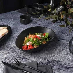 Салатник 700 мл 25*16 см h6,4 см Wave Up Smooth Black Raw Stellar P.L. Proff Cuisine [1]