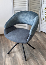 Стул М-City DISAUR Ember поворотный на поворотный на 360 градусов, 7525-56 Синий, Велюр, Enjoy-315 Синий, ткань, Черный