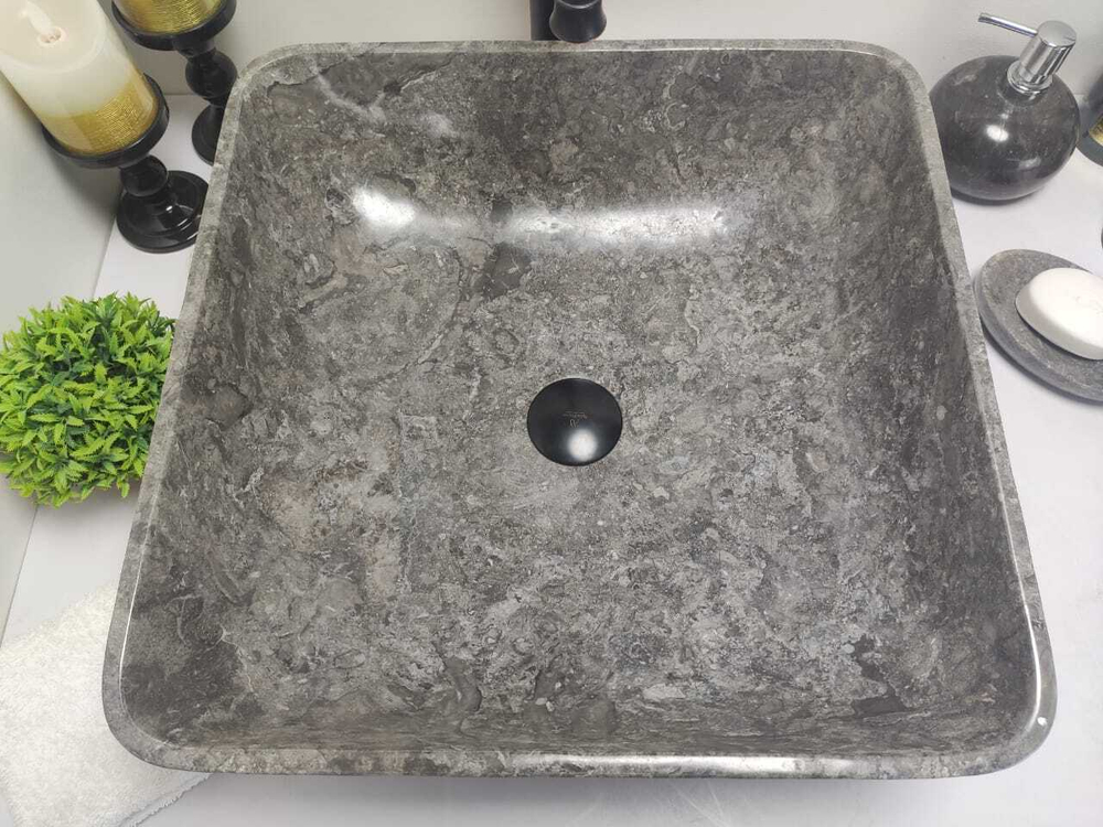 Раковина из мрамора Square Grey Medium MS-60190 45*45*15