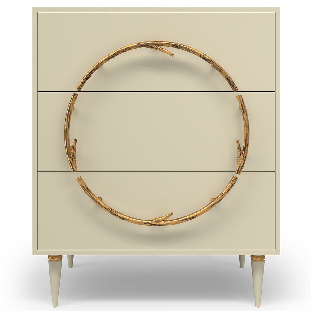 Комод Арт Колор matte Классик Голд с 3 ящиками Серый шелк матовый