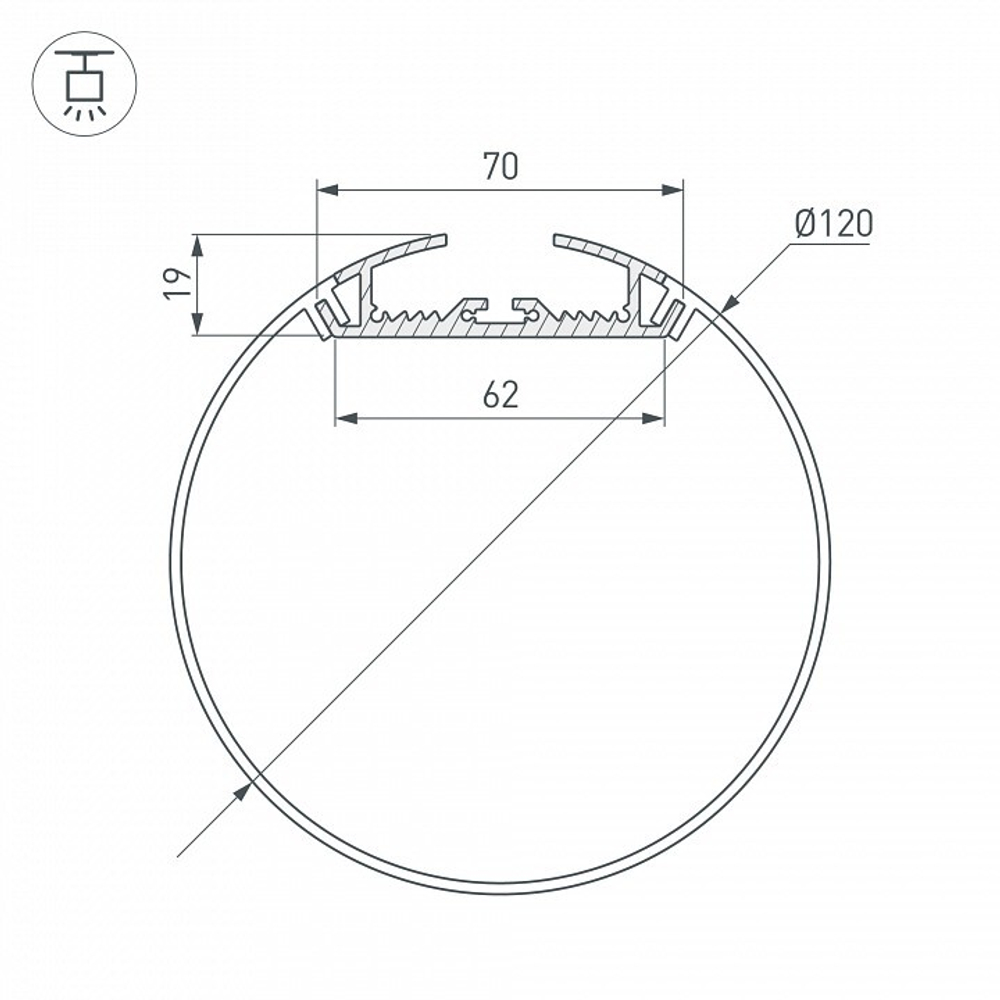 Профиль подвесной Arlight SL-ROUND-D120-2000 ANOD 019267