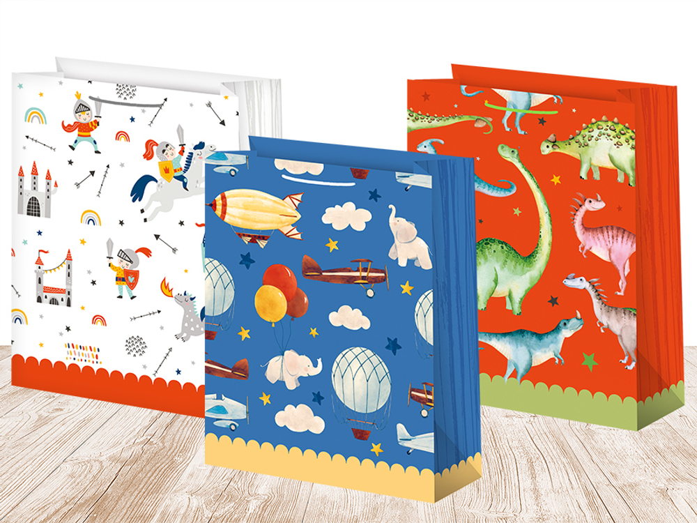 Пакет подар. бумажн. 18*23*10 см, 140гр/м2 Детский, микс