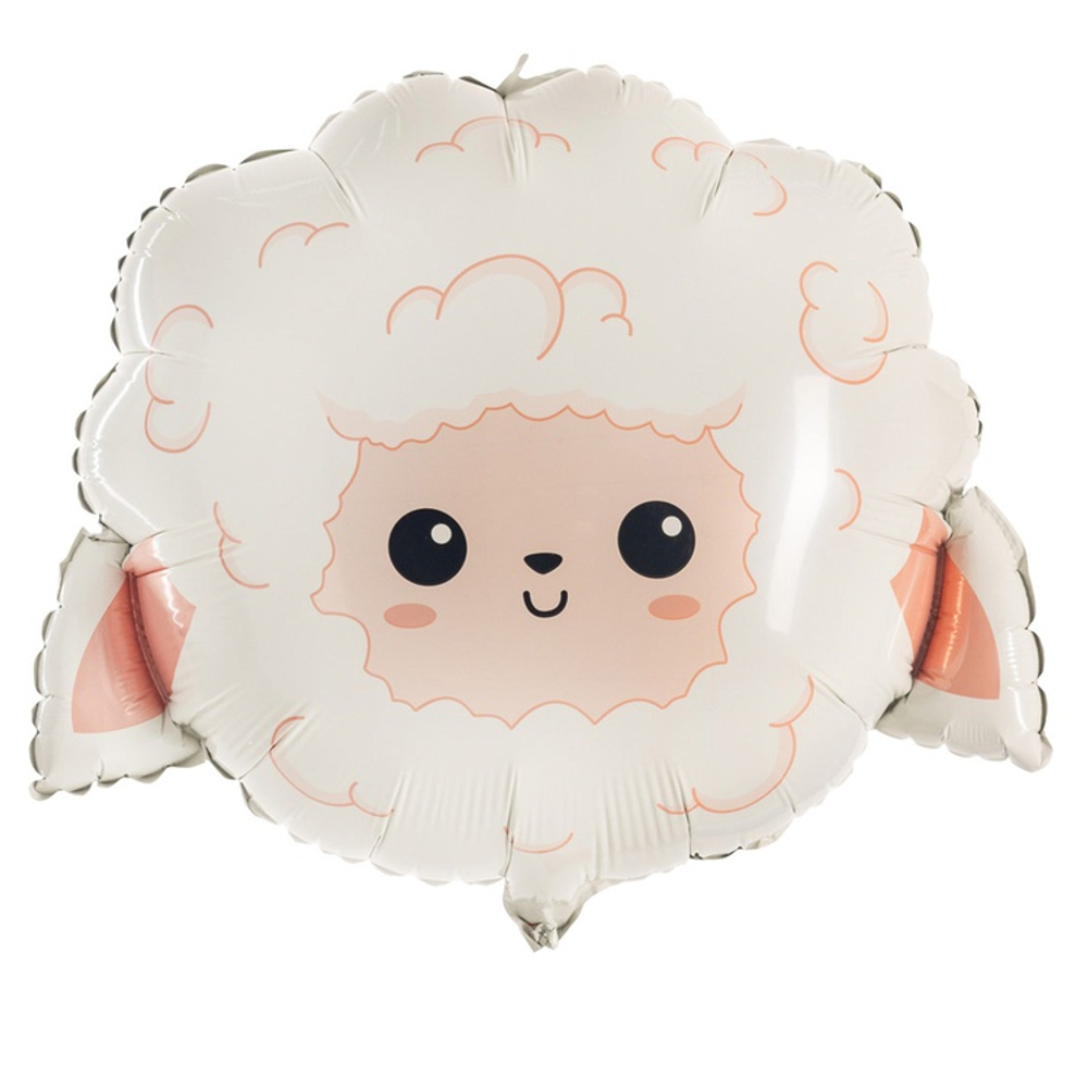 Шар Фольгированный Овечка милая голова (Белый)