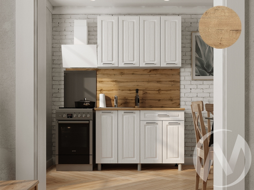 Кухня Лаура 1.2м (корпус белый/клен белый) 38мм дуб бунратти