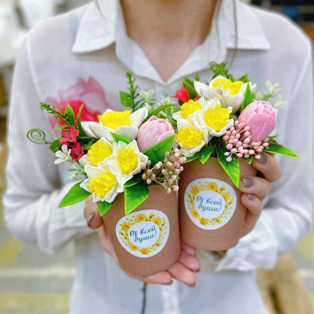 Мини-букет из мыла "Весна крафт роуз"