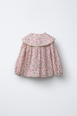 ZARA РУБАШКА С ЦВЕТОЧНЫМ ПРИНТОМ, ЭКРЮ