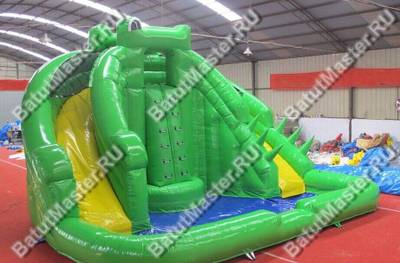 Надувной наземный аквапарк с бассейном «Веселый крокодил» 6*6*4 м