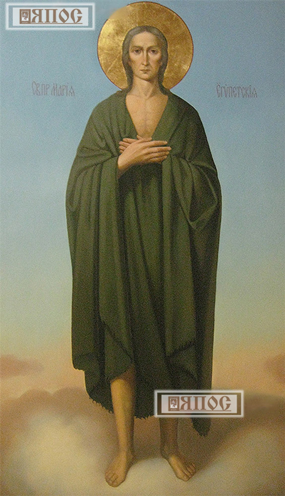 Мария Египетская, мерная писанная икона маслом, ширина 25 см