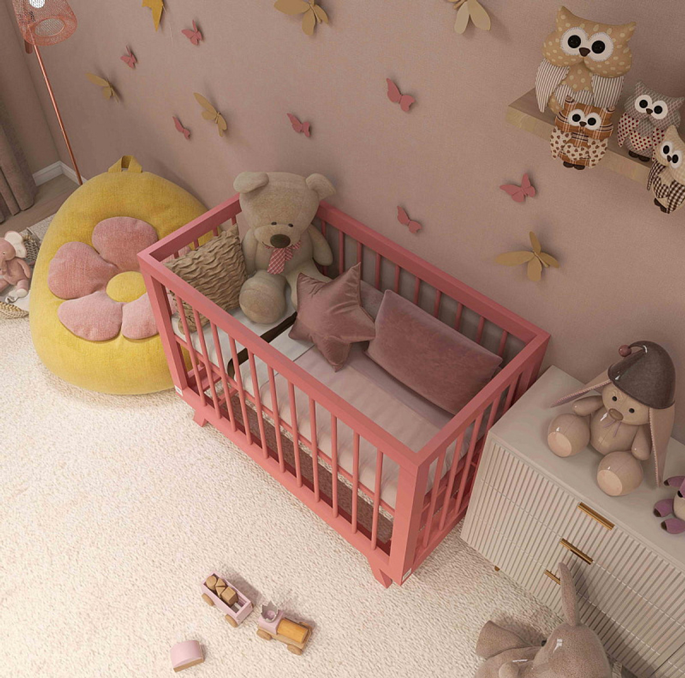 Кроватка детская Lillaland Lilla Aria с маятником Antique Pink