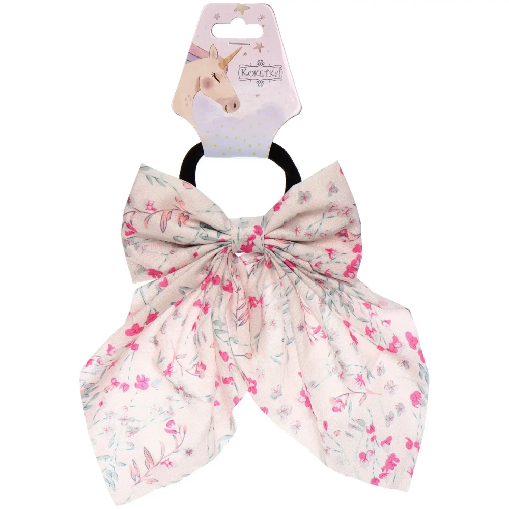 Резинка для волос «ПЕРСЕЯ», милые цветы, микс 6 цветов, d-5см/11*17см (подвес Кокетка Единорог)